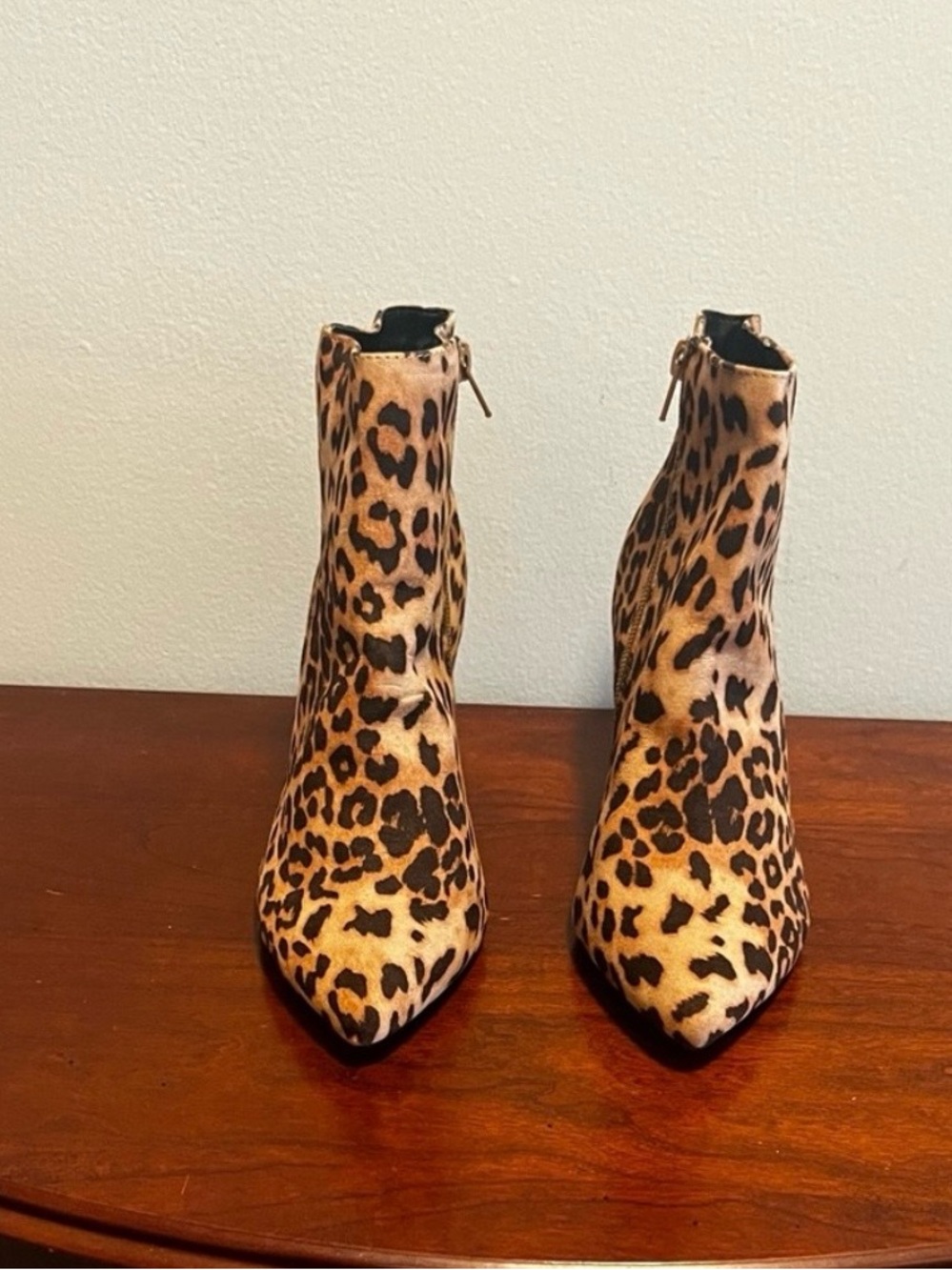 Express Leopard Print Ankle Booties in Tan and Black - Picture 3 of 4